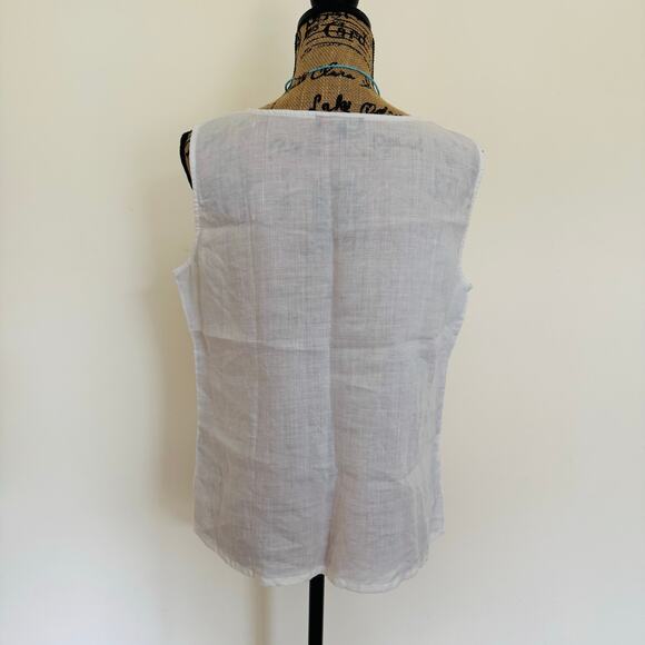 Cleopatra White Linen Embroidered Ivy Cropped Pants & Tank Top & Blause Size XL - Picture 13 of 16